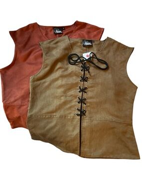 The Pirate Dressing Sueded Fabric Medieval Pirate Unisex Lace-Up Vest NWT